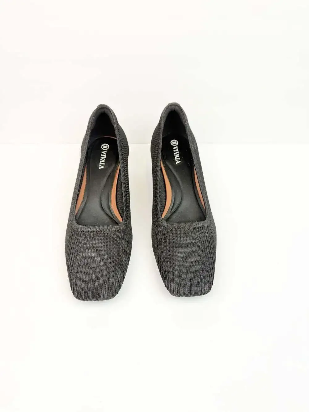 Vivaia Black Melody 2.0 Square Toe Chunky Block Heel Pumps US 9 EU 39.5